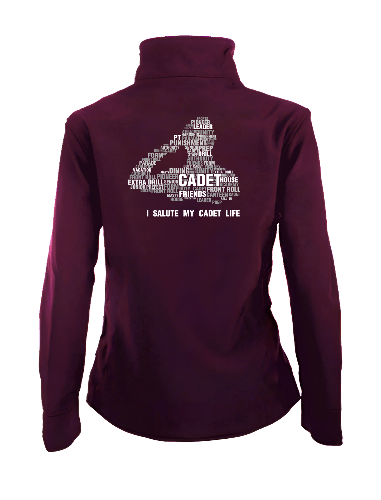 Cadet Hoodie Maroon with Salute Design - Removable hood